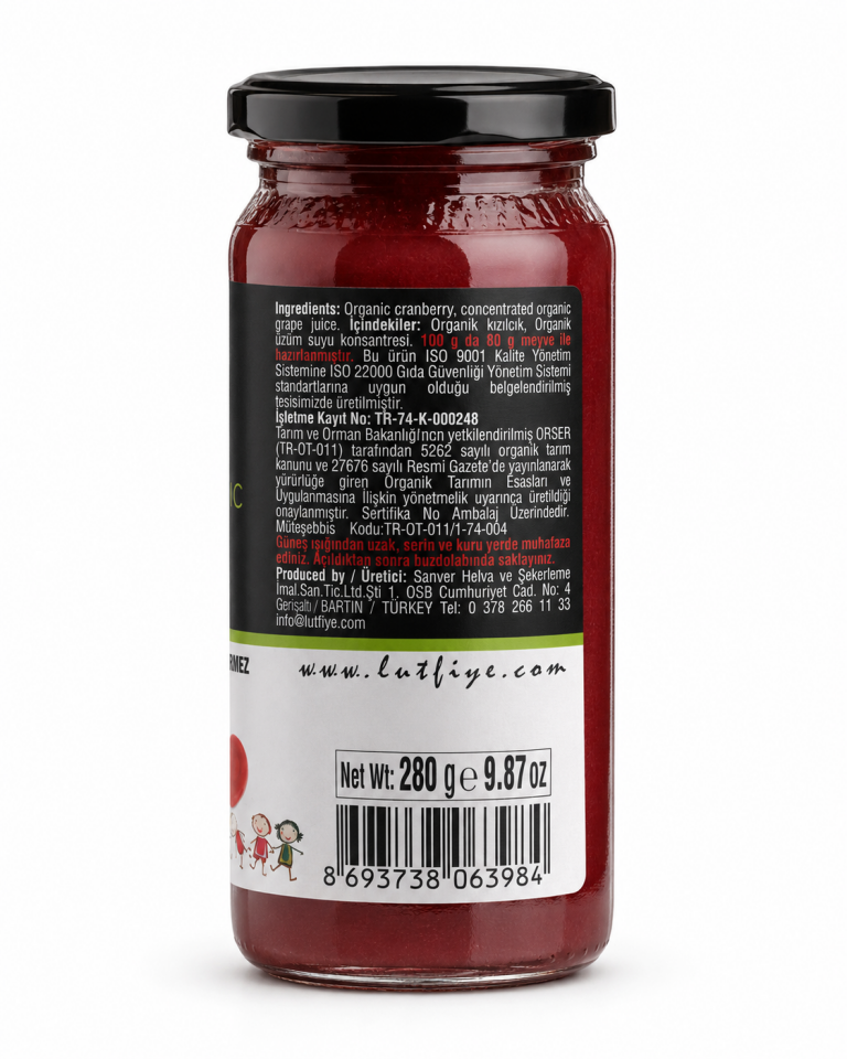 Organik Kızılcık Marmelatı 280g